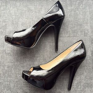 Chinese Laundry Black Patent Peep-Toe Stiletto Heels
